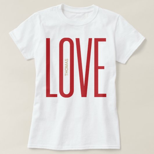 Liebe High Letters Red Gold Monogram Chic Design T-Shirt (Design vorne)
