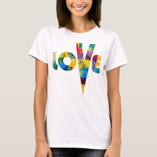 Liebe High V Regenbogenbriefe Farbenfrohe Abstrakt T-Shirt