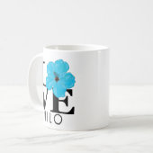 LIEBE Hilo Blue Hibiskus 11oz Kaffeetasse (Vorderseite Links)