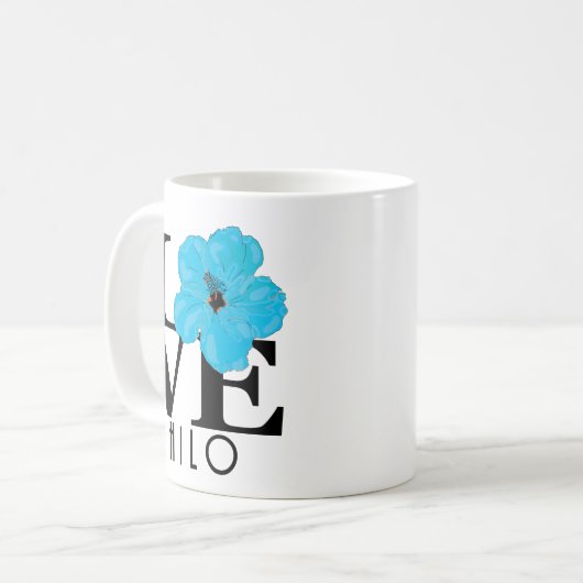 LIEBE Hilo Blue Hibiskus 11oz Kaffeetasse (Vorderseite Links)