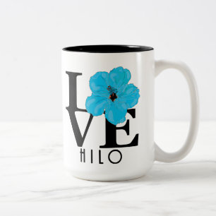 LIEBE Hilo Hawaii Blue Hibiskus 15oz Zweifarbige Tasse