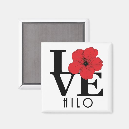 LIEBE Hilo Hawaii Roter Hibiskus Magnet (Vorderseite/Rückseite)