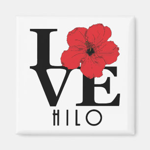 LIEBE Hilo Hawaii Roter Hibiskus Magnet