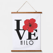 LIEBE Hilo Hawaii Roter Hibiskus Wandteppich Mit Holzrahmen (Vorderseite)