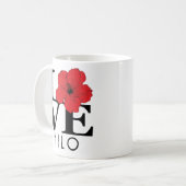 LIEBE Hilo Red Hibiskus 11oz Kaffeetasse (Vorderseite Links)