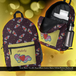 Liebe Hinweis: Doodle Heart Music Lovers Name Yell Bedruckter Rucksack