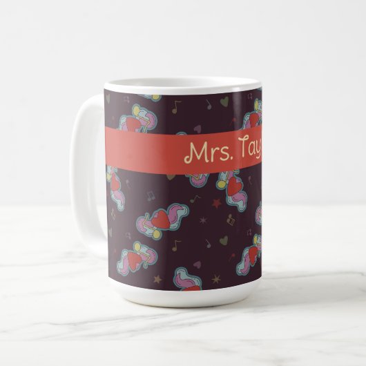 Liebe Hinweis: Doodles für Musikliebhaber Name Rot Kaffeetasse (Vorderseite Links)