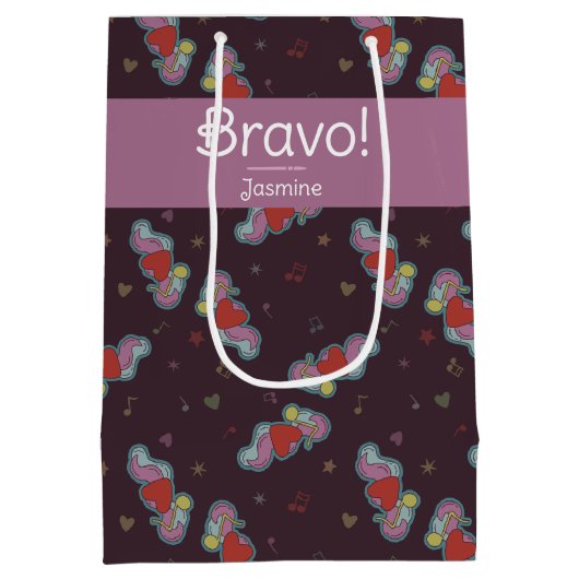 Liebe Hinweis: Doodles für Musikliebhaber Pink Mittlere Geschenktüte (Rückseite)