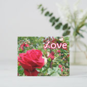 Liebe Hinweis Rose Postkarte (Stehend Vorderseite)