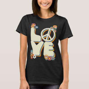 Liebe Hippie Friedenszeichen Blumen Groovy 60er 70 T-Shirt