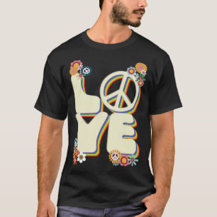 Liebe Hippie Friedenszeichen Blumen Groovy 60er 70 T-Shirt