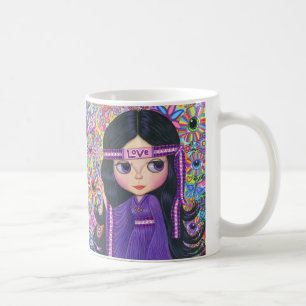 Liebe Hippie Girl Blume Kinderfriedenszeichen Kaffeetasse