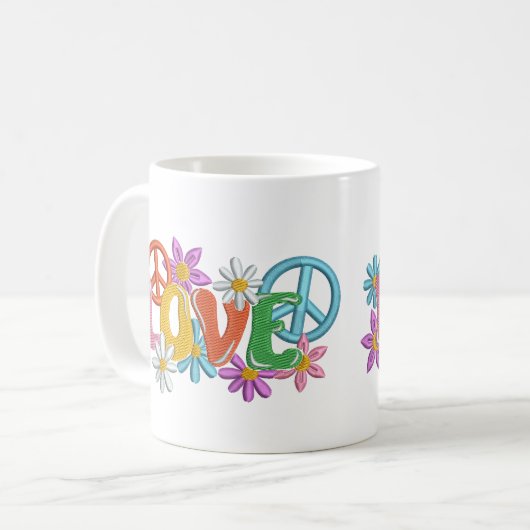Liebe Hippie Peace Blume Power Kaffeetasse (Vorderseite Links)