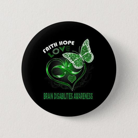 Liebe Hirnbehinderung Bewusstsein Herz Button (Vorderseite)