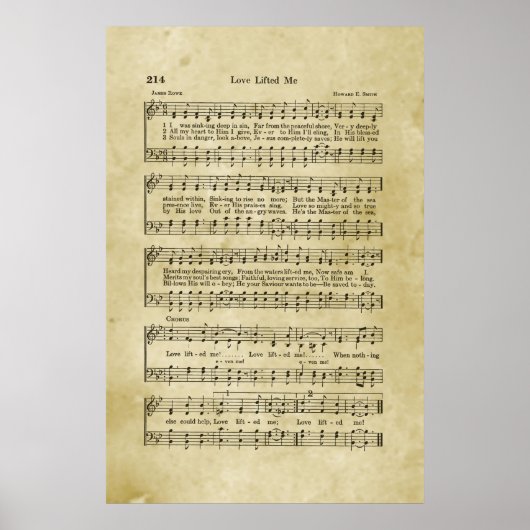 Liebe hob Me Gospel Sheet Music auf Poster (Vorne)