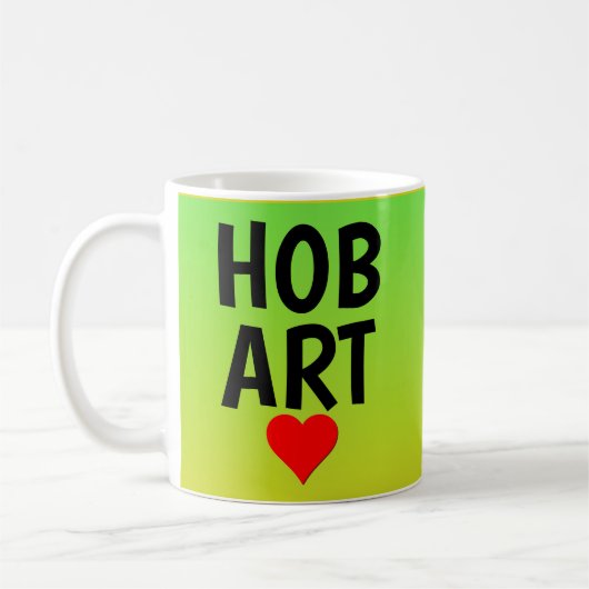 Liebe HOBART (oder Ihr Text) Herz auf Grün Gold Kaffeetasse (Links)