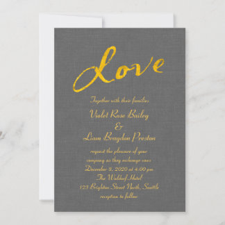 Liebe Hochzeit Einladung auf graue Linen