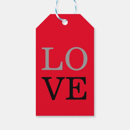 Liebe-Hochzeit mit grauem Hintergrund Geschenkanhänger (Rückseite)