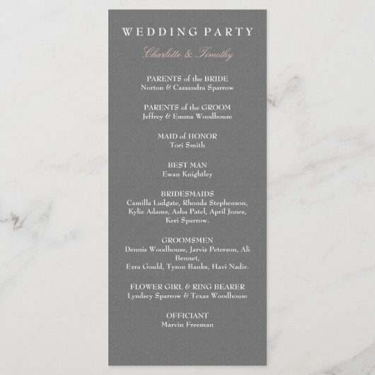 Liebe & Hochzeit - Modernes Hochzeitsprogramm Programm (Rückseite)