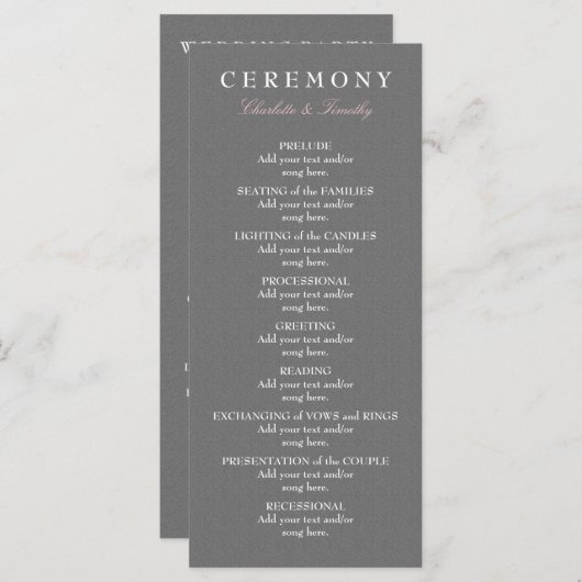 Liebe & Hochzeit - Modernes Hochzeitsprogramm Programm (Vorne/Hinten)