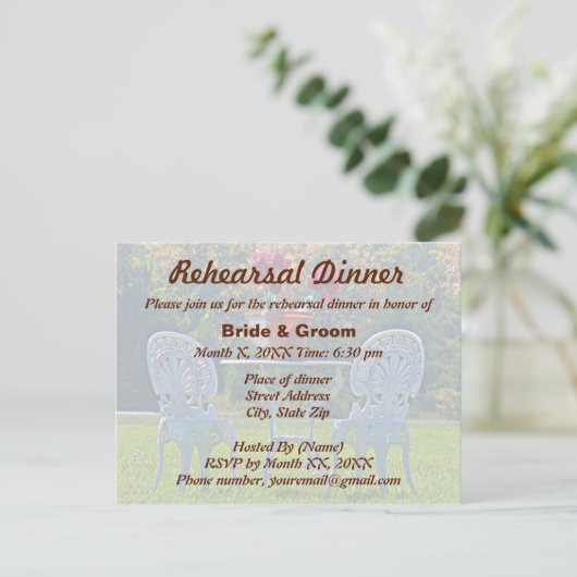 Liebe Hochzeit Probe Abendessen Postkarte (Stehend Vorderseite)