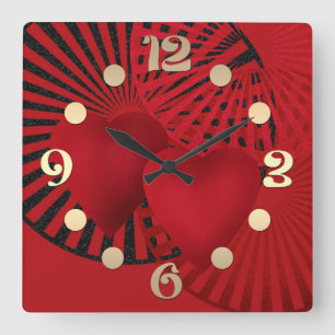 Liebe, Hochzeit Quadratische Wanduhr