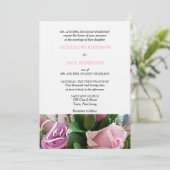 Liebe Hochzeit von hellrosa Rose Einladung (Stehend Vorderseite)