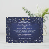 Liebe Hochzeit von Navy Blue White & Gold Moon & S Einladung (Stehend Vorderseite)