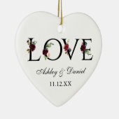 Liebe Hochzeitnamen Datum Burgundy Blumensprache Keramik Ornament (Rechts)