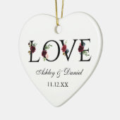 Liebe Hochzeitnamen Datum Burgundy Blumensprache Keramik Ornament (Links)