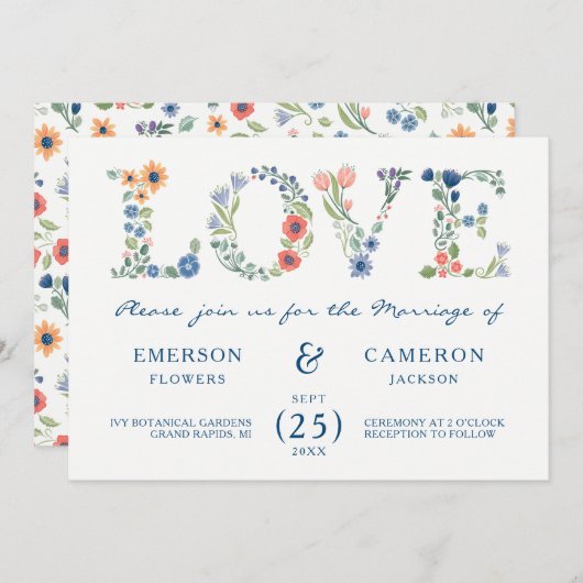 Liebe Hochzeitsfeiern Einladung (Vorne/Hinten)