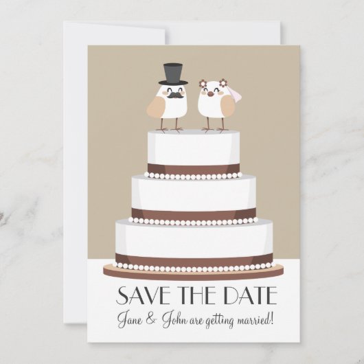 Liebe Hochzeitstorte Save The Date (Vorderseite)