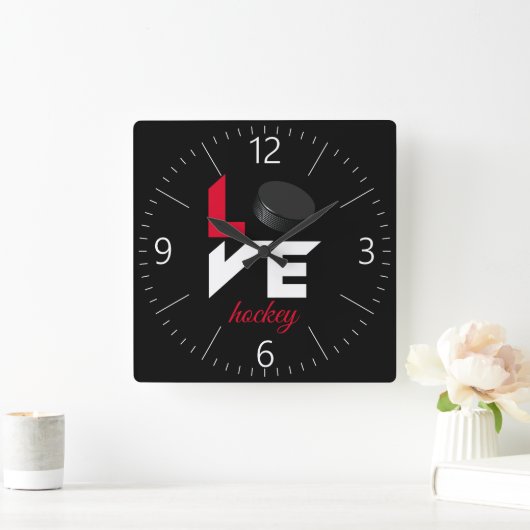 Liebe Hockey Quadratische Wanduhr (Zuhause)