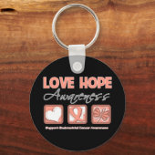 Liebe Hoffnung Bewusstsein Endometriumkrebs Schlüsselanhänger (Vorderseite)