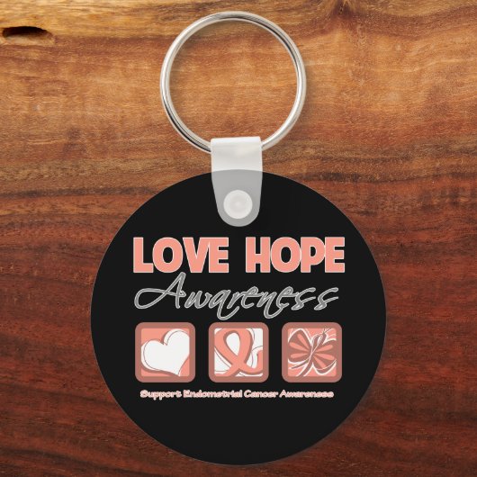 Liebe Hoffnung Bewusstsein Endometriumkrebs Schlüsselanhänger (Vorderseite)