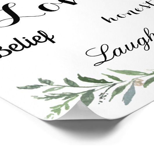 Liebe, Hoffnung, Freundlichkeit Poster (Ecke)