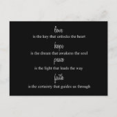 Liebe, Hoffnung, Frieden, Glaube Postkarte (Vorderseite)