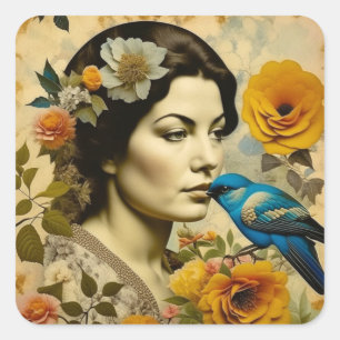 Liebe, Hoffnung, Schönheit Inspirierende Vintage-F Quadratischer Aufkleber