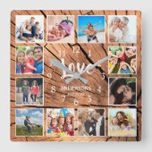 Liebe Holzprotokoll für benutzerdefinierte Fotolag Quadratische Wanduhr (Vorderseite)