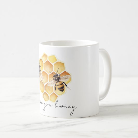 Liebe Honey Bees Kaffeetasse (VorderseiteRechts)