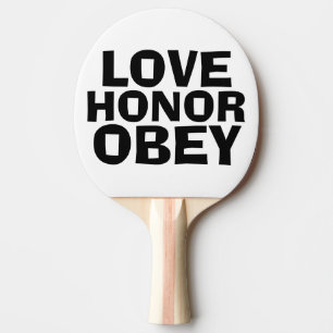 LIEBE HONOR & OBEY, PADDLE für Hochzeitsfeier Verl Tischtennis Schläger