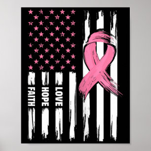 Liebe Hope Faith US American Flag _ Brustkrebs Poster