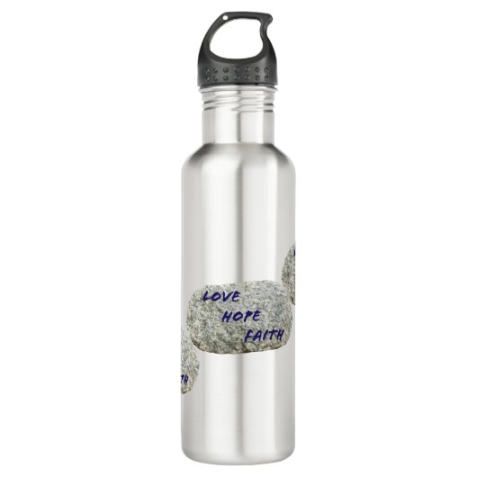 Liebe Hope Faith White Stones Edelstahlflasche (Vorderseite)