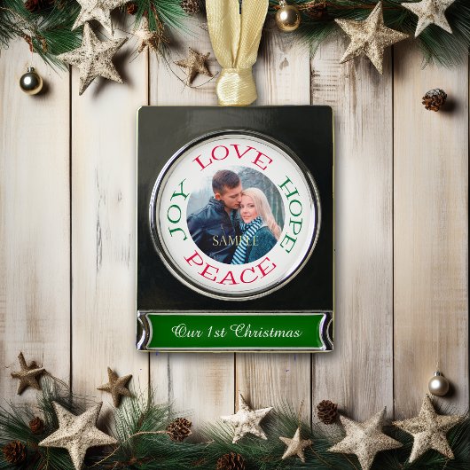 Liebe Hope Joy Peace Foto Template Banner-Ornament Silber