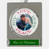 Liebe Hope Joy Peace Foto Template Banner-Ornament Silber (Vorderseite)