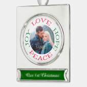 Liebe Hope Joy Peace Foto Template Banner-Ornament Silber (Links)