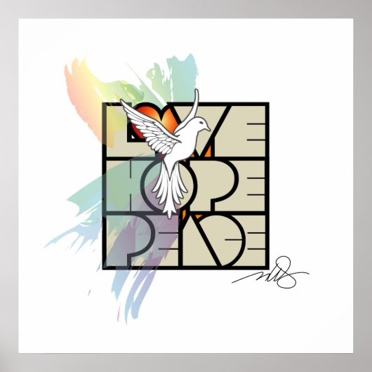 Liebe Hope Peace Dove Poster (Vorne)