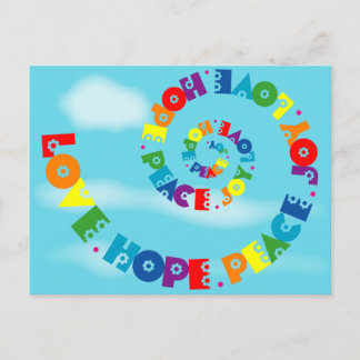 Liebe Hope Peace Joy Postcard Postkarte