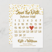 Liebe hört Confetti-Kalender Save the Date Ankündigungspostkarte (Vorne/Hinten)