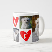 LIEBE Hört Custom 5 Foto Collage Valentine Jumbo-Tasse (Vorderseite Rechts)
